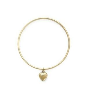 Gold-Tone Bangle With Heart Charm