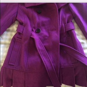 Purple pea coat and red Zara short pea coat