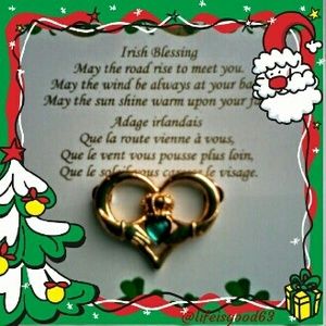 Claddaugh Irish Blessing Pin