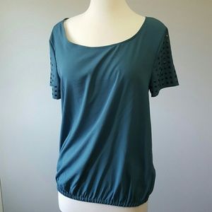 Teal studded sleeve top