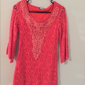 Coral Crocheted Top