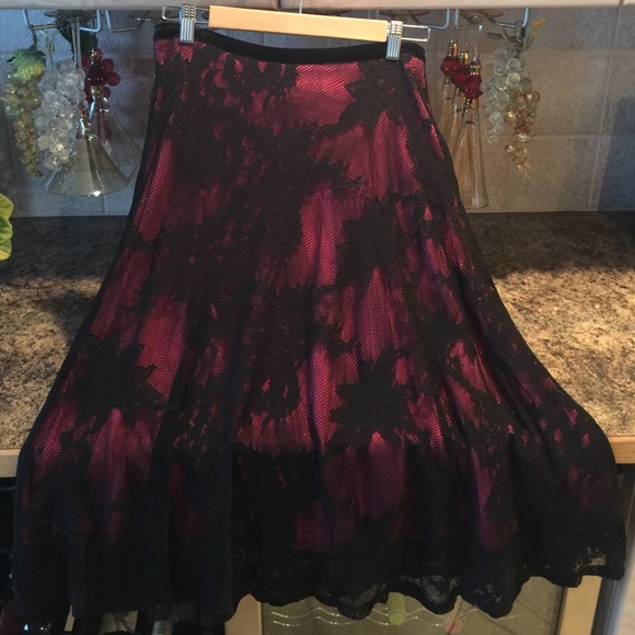 Black and pink lace  skirt beautiful! Size 10