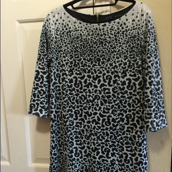 Zara b+w leopard sequined mini dress