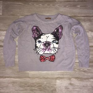 Sequin Dog Face Sweater