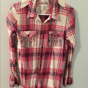 Sequin Flannel Top