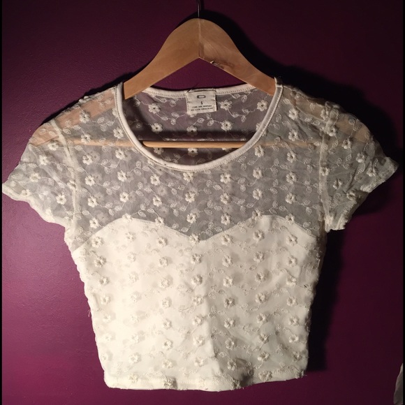 Urban Outfitters white lace crop top