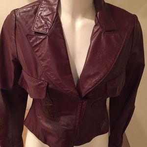 Maroon colored real leather jacket