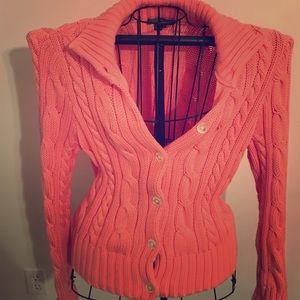 Coral Ralph Lauren button up, sweater