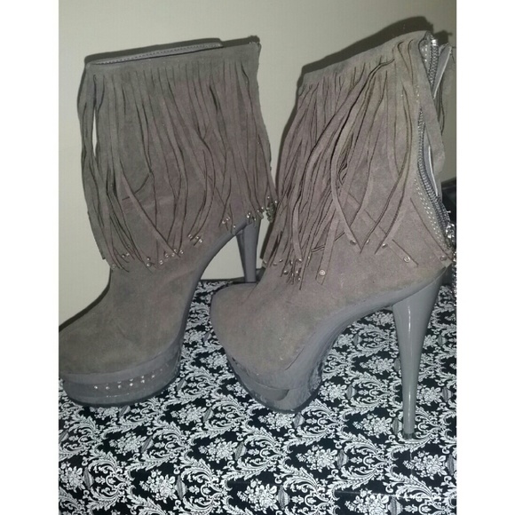 Sexy fringe platform booties