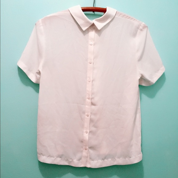 Button down white collar blouse