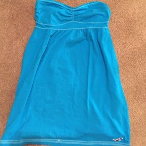 Strapless light blue dress
