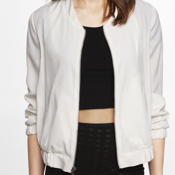 Express white soft bomber Jacket