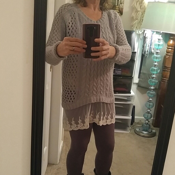 Lace bottom sweater loose knit