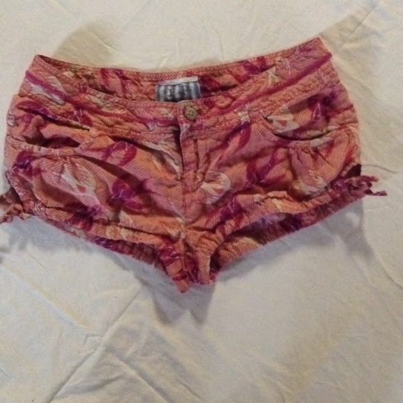Free People Pink/Orange/Khaki Cargo Short Shorts