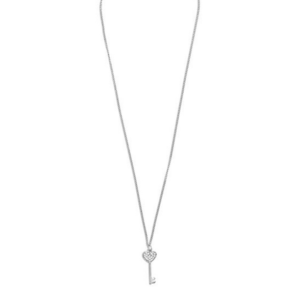 SILVER- TONE KEY CHARM NECKLACE