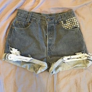 Vintage Levi shredded studded shorts