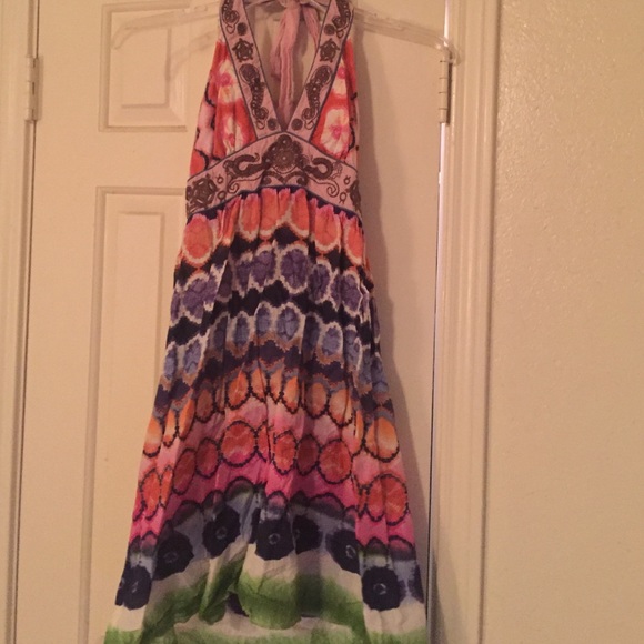 Multi colored halter dress