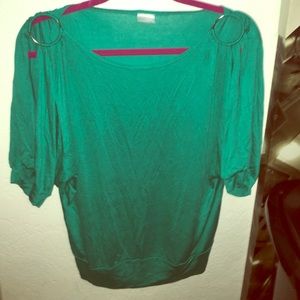 Green blouse with cut out sleeves