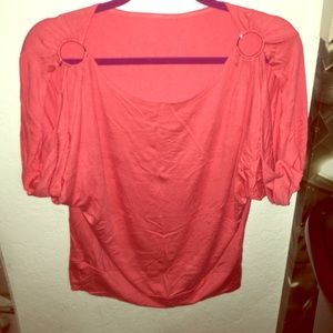 Coral blouse with cut out sleeves