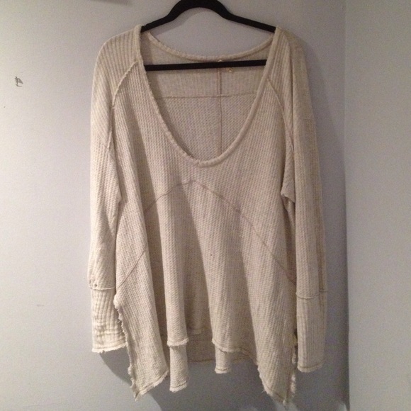 White waffle long sleeve tshirt