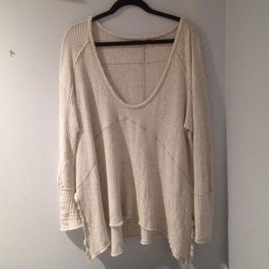 White waffle long sleeve tshirt