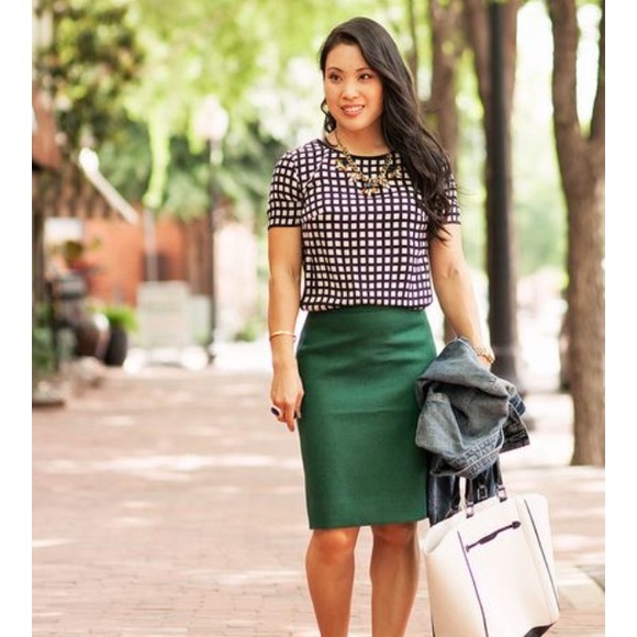 Jewel toned green pencil skirt