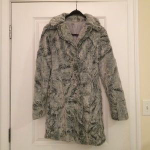 Faux grey fur coat