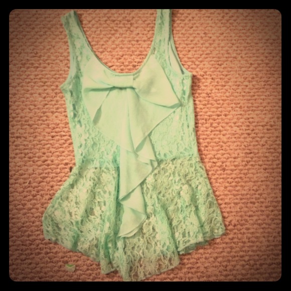 Mint green tank w/ bow