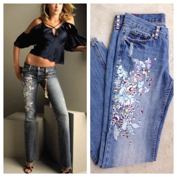 boho embroidered jeans