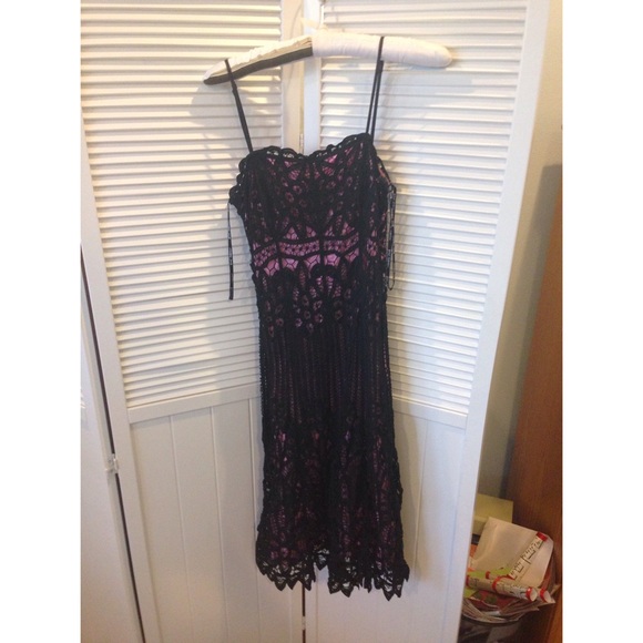 Pink and black lace dress