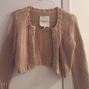Tan beaded crop cardigan