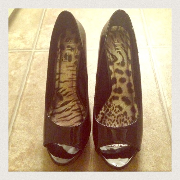 Black peep toe stilettos