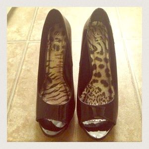 Black peep toe stilettos