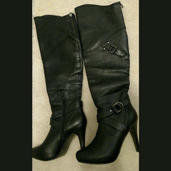 Over the knee tall black boots