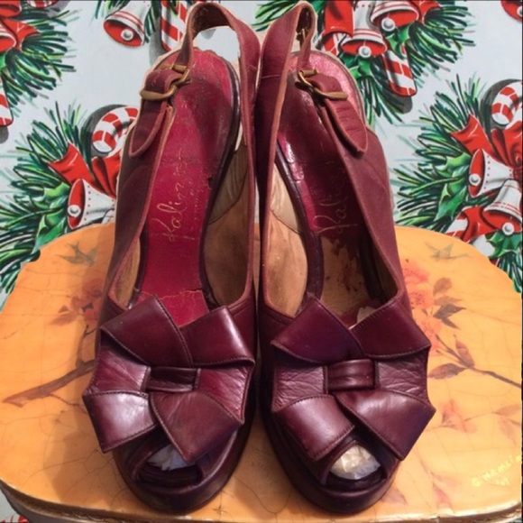 🎄SOLD🎄30s Palizzio Ox Blood Peep Toe Heels Shoes