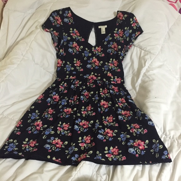 Classic black floral mini dress