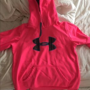 hot pink under armor storm sweatshirt with hood