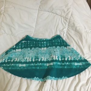 Turquoise graphic skater skirt