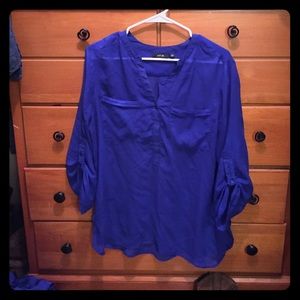Blue chiffon material blouse