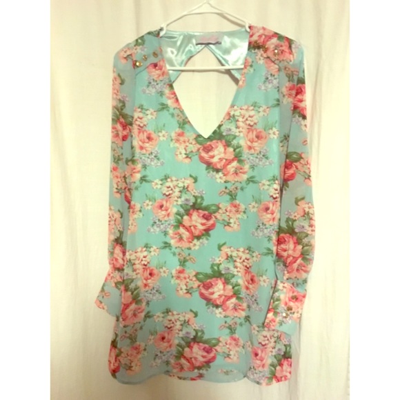 Blue floral mini dress