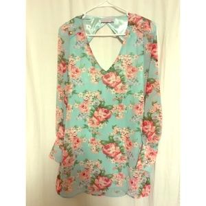 Blue floral mini dress