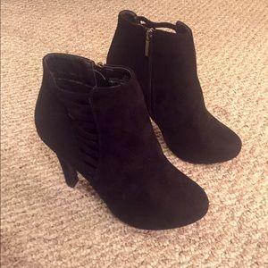 Black cutout booties