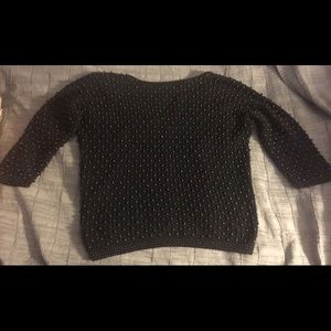 Vintage 1950s Beaded crocheted Sweater Black made in Hong Kong true authentic NM
