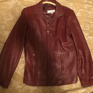 Valerie Stevens dark red lamb skin