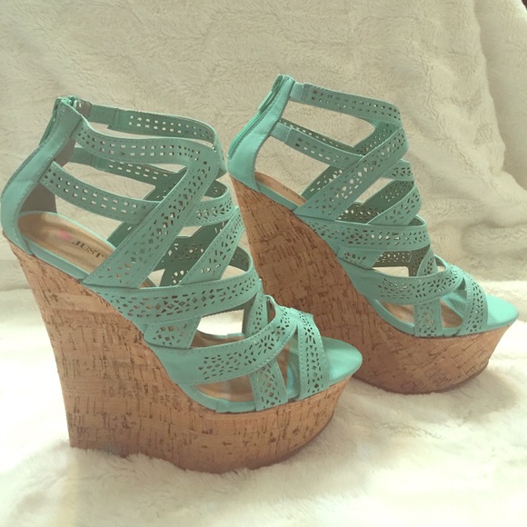 turquoise platform wedges size 10