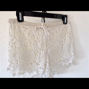 White lace shorts