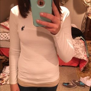 Cream long sleeve polo sweater