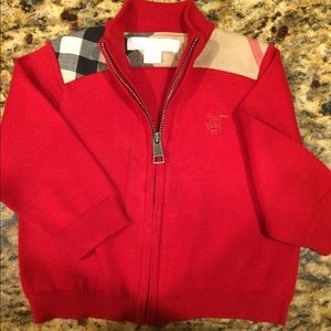 💕Sold Burberry baby boy red check cardigan
