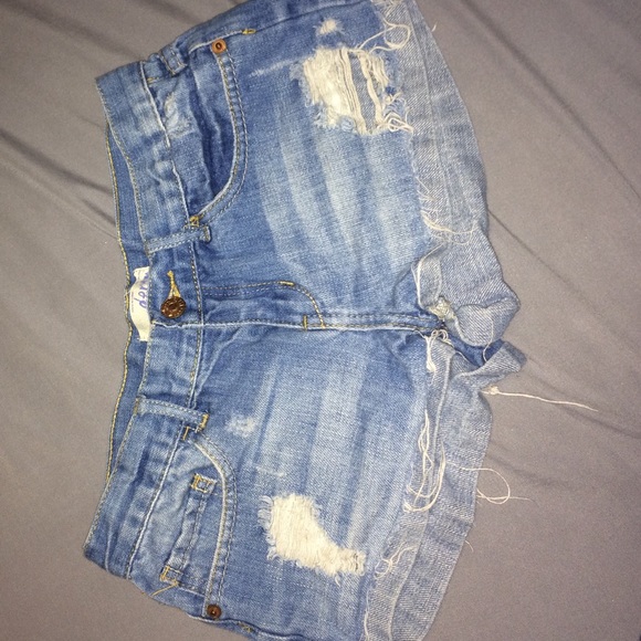 Ripped jean shorts