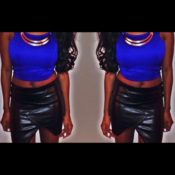 Leather Like Mini Asymmetrical Mini Skirt